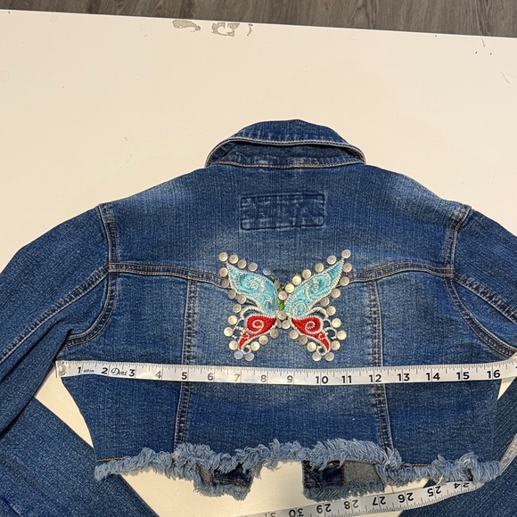 Ynq Women's Blue Denim Jean Jacket size S , for Women’s , with butterfly - Picture 10 of 13